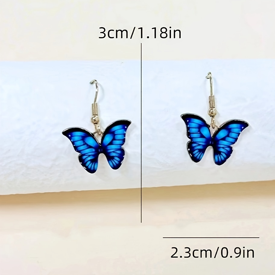 Vintage Butterfly Drop Earrings Alloy Iron Posts Women's